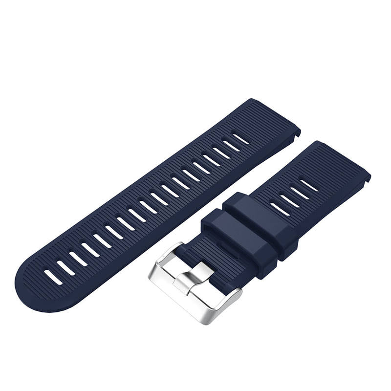 26mm Strap For Garmin Fenix 5X/5X Plus/3/3 HR/6X/6X Pro Watchband Quick Release Easy Fit Silicone Bands Silver Buckle-Midnight Blue