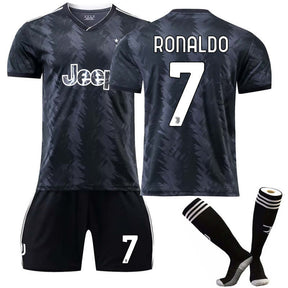 Juventus F.C. Away Jersey 2022-23 RONALDO #7 Soccer Jersey Kids Adult 3-Pieces Jersey Kits
