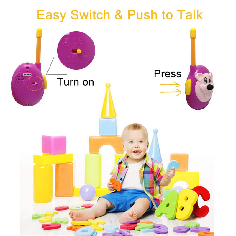 2 Pcs Kids Walkie Talkies with Lanyards 2 Way Radios for 3-12 Year-Purple/Rat