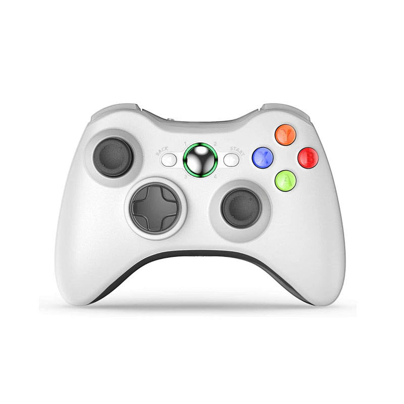 Wireless Dual Shock Controller with Receiver for Microsoft Xbox 360/Slim-White