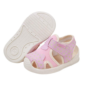 Baby Summer Sandals Mesh Rubbler Sole Outdoor Breathable Closed-Toe for Boys Girls-Pink