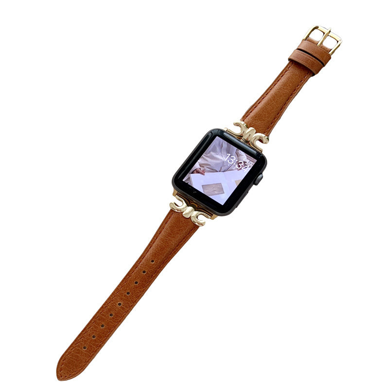 Genuine Leather Strap with Fashion Metal C Buckle for Apple Watch-4