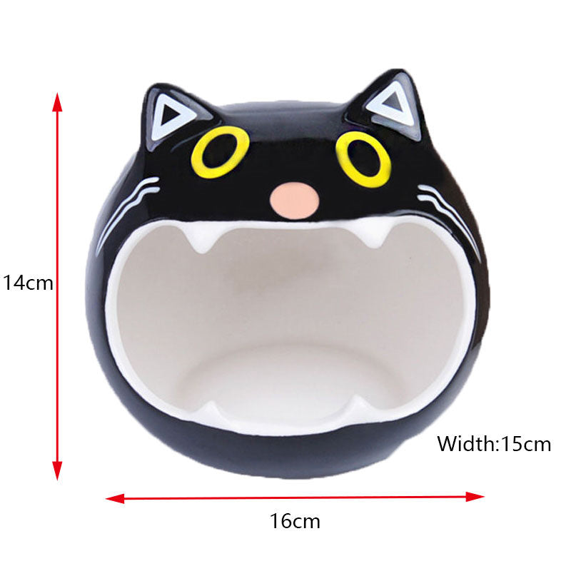 Small Animal Ceramic House Summer Cool Hideout-BlackCat