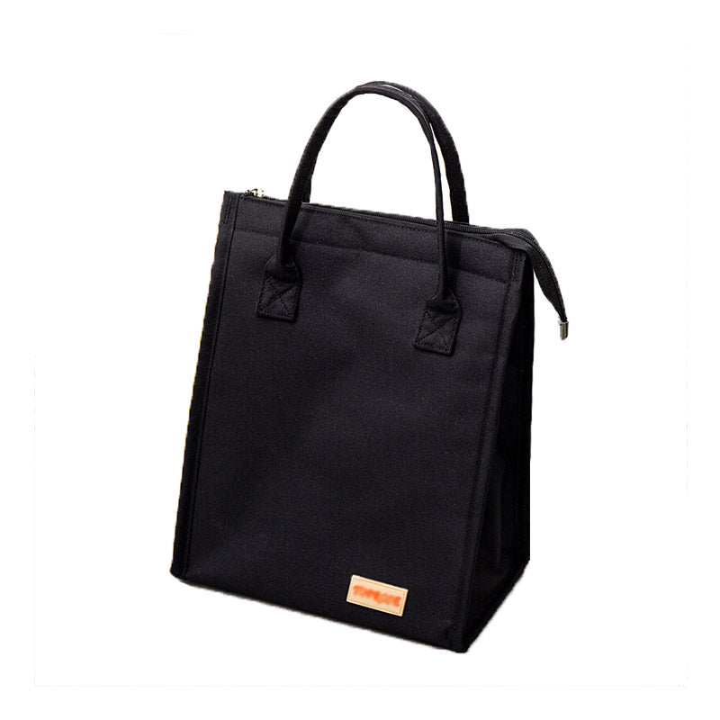 Waterproof Oxford Cloth Picnic Bag Insulated Lunch Bento Handbag-Black