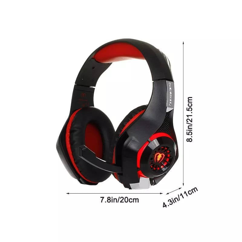 Gaming Headset with Noise Canceling Mic Deep Bass Stereo Sound for PS4 PS5 Switch PC-Red