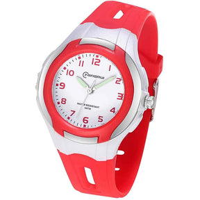 Kids Waterproof Learning Time Wrist Watch-Red