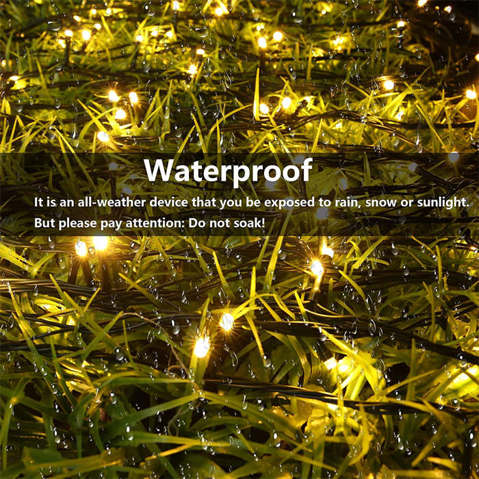 Solar Christmas Lights 72ft 200 LED 8 Modes Solar String Lights Waterproof-Warm White