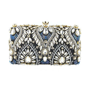 Vintage Beaded Clutch Evening Bags Flapper Handbag Clutch for Women--Black