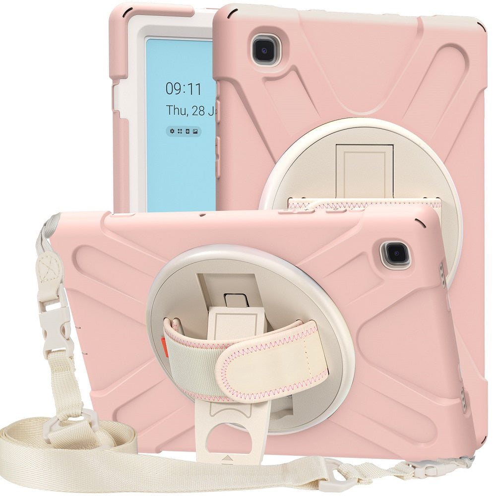 Morandi Tablet Case For Samsung Galaxy Tab A7 10.4 T500/T505/T507/T505N 2020 Kids Safe Shockproof Protective Cover With Kickstand+Strap-Cherry Pink