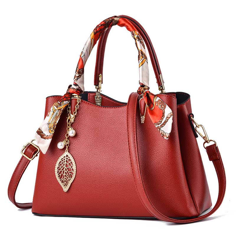 Womens Fashion Leather Purses and Handbags Top Handle Satchel Tote Bags-Red
