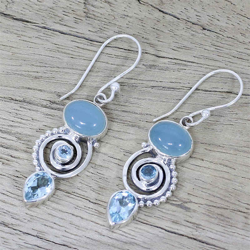 Blue Topaz Water Drop Dangle Earrings