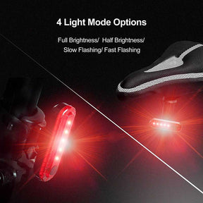 USB Rechargeable LED Bike Tail Light 2 Pack 4 Light Mode Options-Red