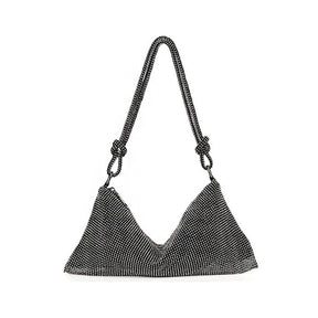 Rhinestone Purse Shiny Womens Party Handbag Hobo Bag-Black