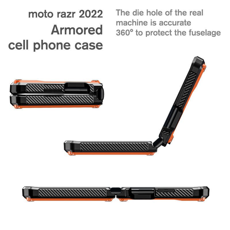 Armorer Full-Body Rugged Protection Case for Moto RAZR 5G Flip Phone 2022-Orange