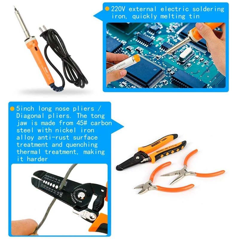 17 Pcs Network Tool Kit Ethernet Cable Crimper Punch Down Tool