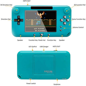 4 in Retro Handheld Game Console 208 Classic FC Games Supports TV Connection-Blue