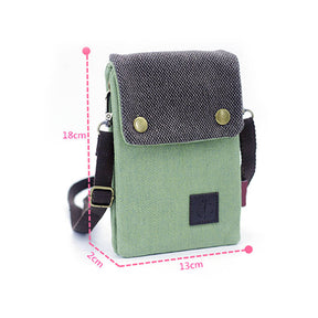 Small Crossbody Cellphone Bag with Shoulder Strap Denim Canvas Wallets-OldGreen