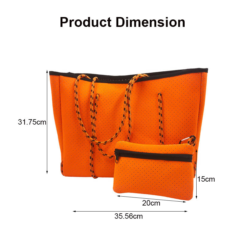 2Pcs Shoulder Bag Large Capacity Stripe Design Lightweight Handbag-Orange