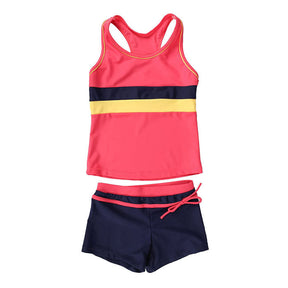 Little Girls Summer Two Piece Boyshort Fashion Tankini Swimsuit-Watermelon Red