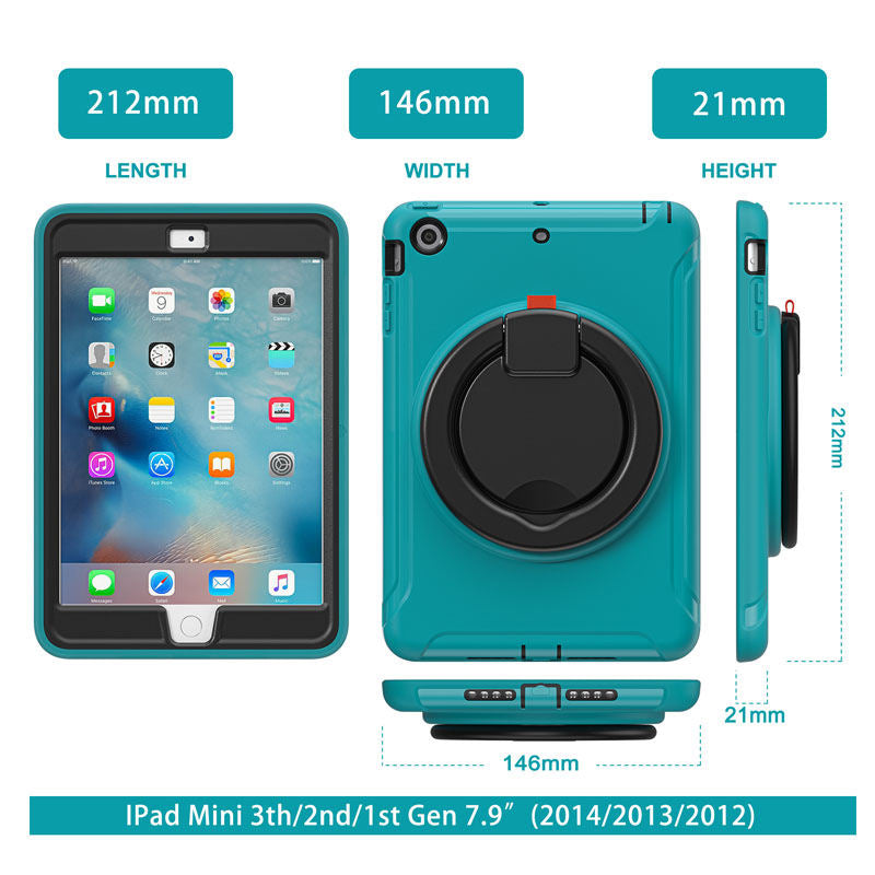 CowKing iPad Case For iPad Mini 1 2 3 With Handle Grip-Blue Black