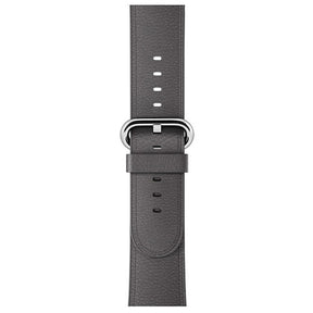Litchi Pattern Leather Replacement Watch Band For iWatch Series SE/6/5/4/3/2/1-Gray