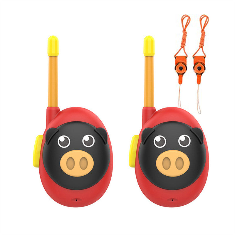 2 Pcs Kids Walkie Talkies with Lanyards 2 Way Radios for 3-12 Year-Red/Pig