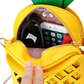 Womens Pineapple Purse PU Leather Crossbody Shoulder Bag-Yellow