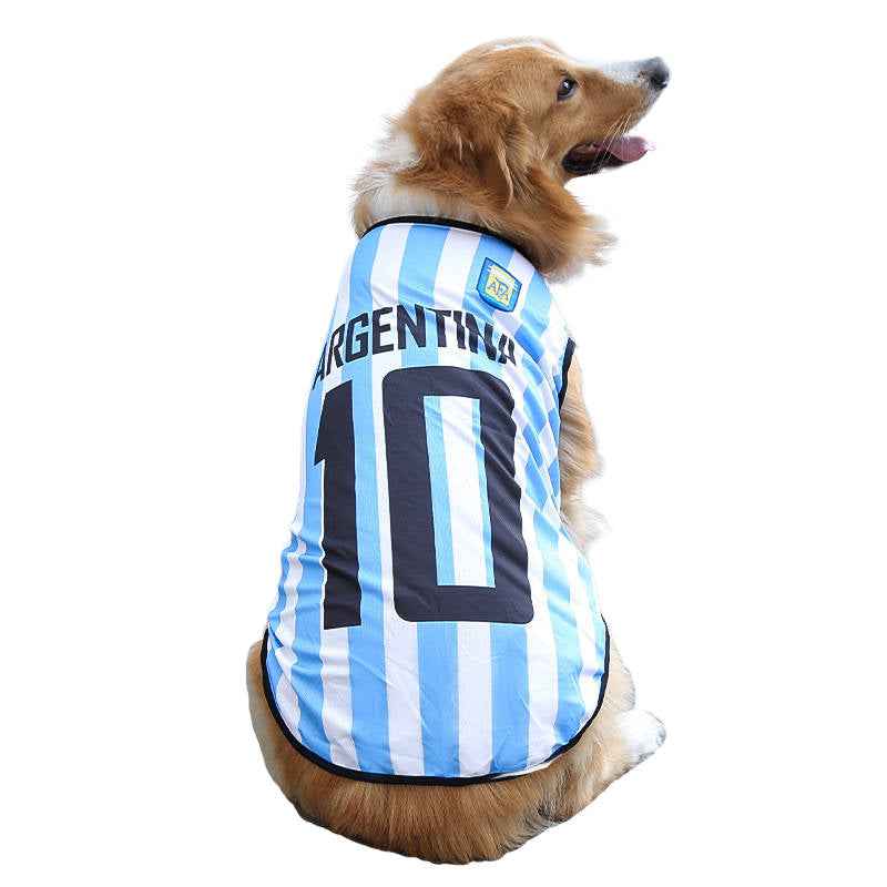 Dog Mesh Vest World Cup Jersey Basketball Clothes WhiteBlue #10 Argentina