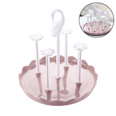 Kitchen Drain Cup Holder Plastic Swan Head Assembled Mug Rack-Pink