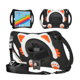 CatA iPad Silicone Case For iPad 10.2 Air10.5 Pro10.5 Built-in Handle Stand With a Strap-Black Orange