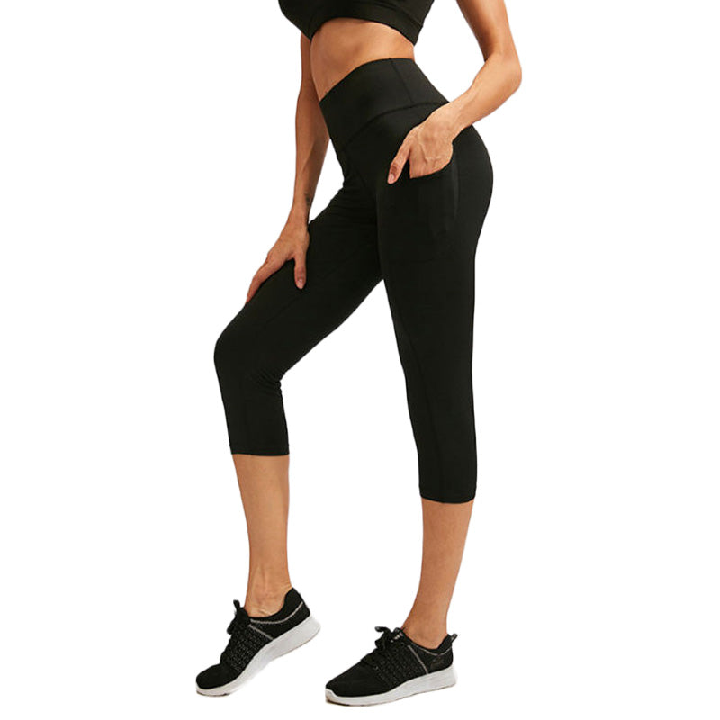 Adore Women Yoga Pants With Pockets High Waist Running Fitness Leggings Sports Quick Drying Tight Pants 92303-Black