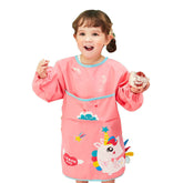 Kids Art Smocks Long Sleeve Painting Aprons with Pockets-Pink Unicorn