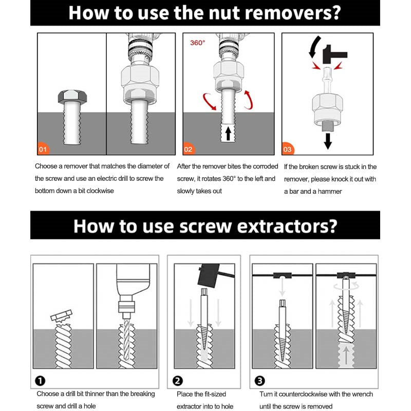 26 Pcs Bolt Extractor Set and Drill Bit Kit for Damaged Studs