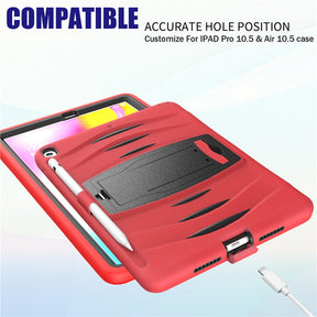 Shock Wave Kickstand Case Anti-Fall Protection With Pencil Holder For 10.5inch iPad Air3/iPad Pro10.5-Red
