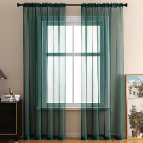 2 Panels Sheer Voile Rod Pocket Elegance Curtains for Living Room Bedroom-49