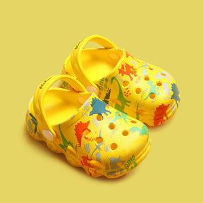 Kids Cute Cartoon Hole Shoes Little Dinosaur Beach Pool Slippers Boys and Girls-Yellow