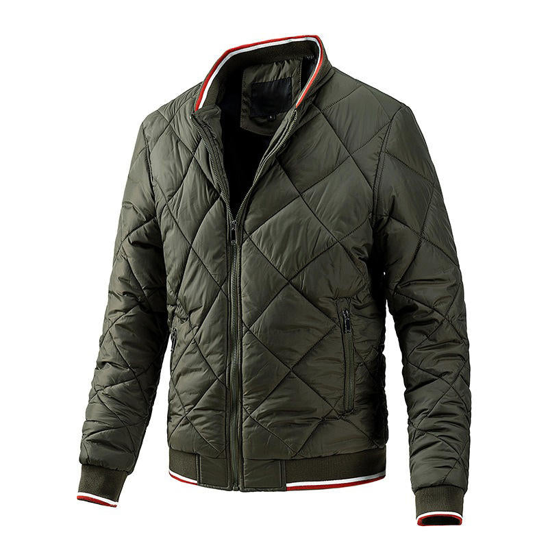 Mens Bomber Jacket Casual Fall Winter Zipper Jacket Coats-Green