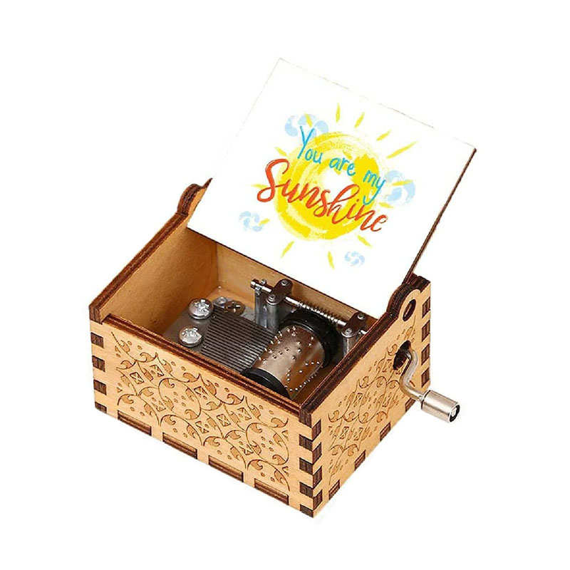 Hand Crank Engraved Musical Box Creative Gift Ornaments-You are My Sunshine