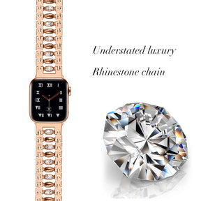 TGD Stainless Steel Watch Band Adjustable Wristbands for Apple IWatch Series SE/1/2/3/4/5/6 For Women-Rose Gold