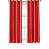 2 Panels Solid Color Blackout Curtains for Living Room-Red
