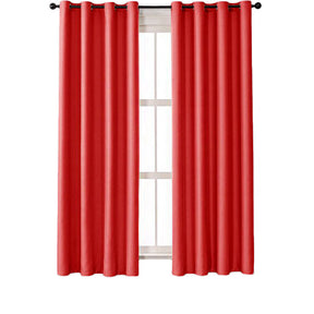 2 Panels Solid Color Blackout Curtains for Living Room-Red