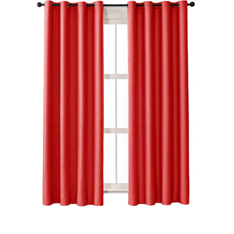 2 Panels Solid Color Blackout Curtains for Living Room-Red