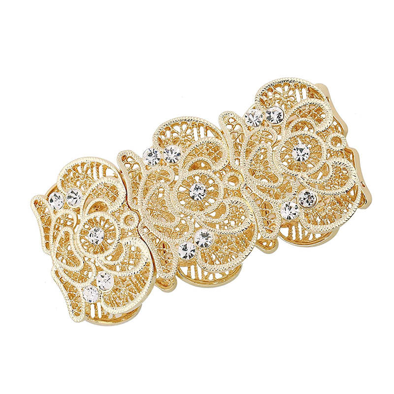 Womens Vintage Filigree Cuff Bangle Bracelet-Gold