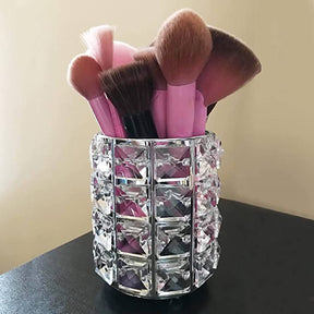 Makeup Brush Holder Crystal Comb Brushes Pen Storage Container-Gold