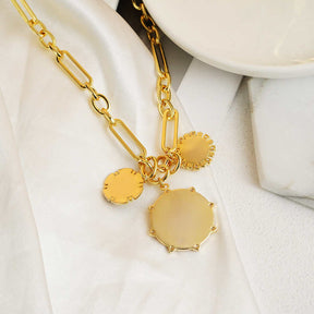 Sun Landscape Pendant Disc Necklace Hip-hop Clavicle Chain