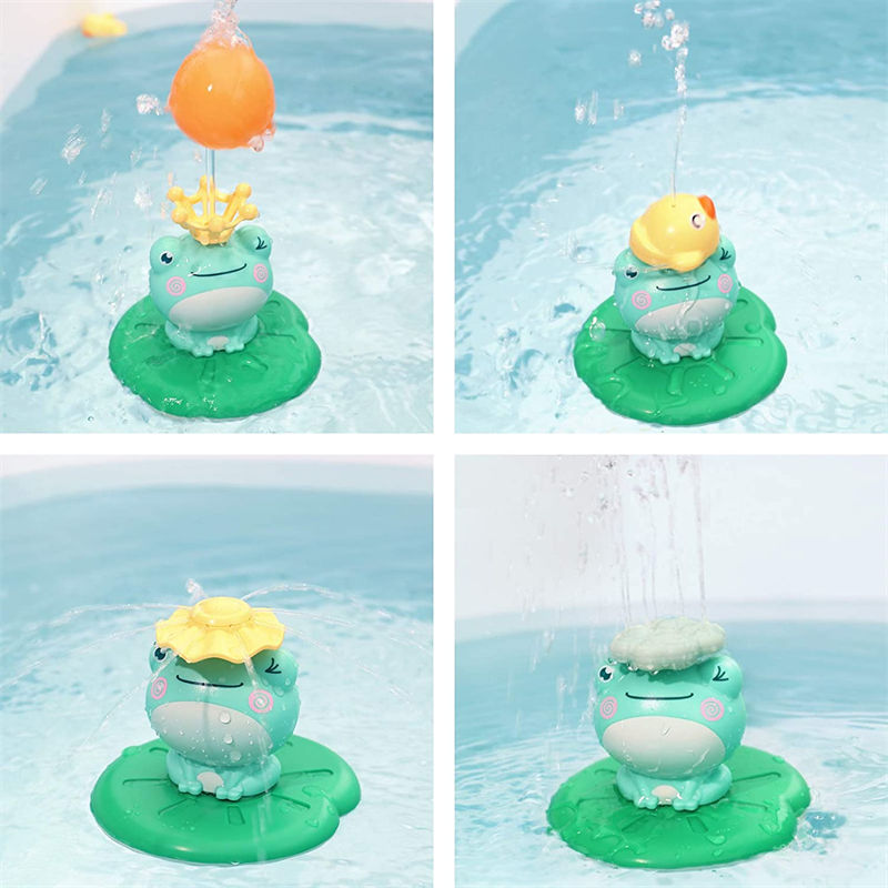 Electric Baby Bath Frog Toy with 5 Head Accessories for Babies 6-12 Months Toddlers Age 3-8