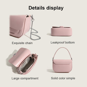 Tote Bag for Women Casual Zipper Lightweight Handbag with Chain-Pink