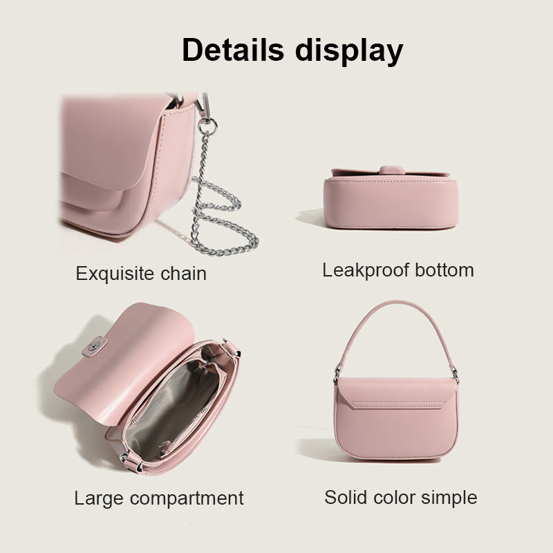 Tote Bag for Women Casual Zipper Lightweight Handbag with Chain-Pink