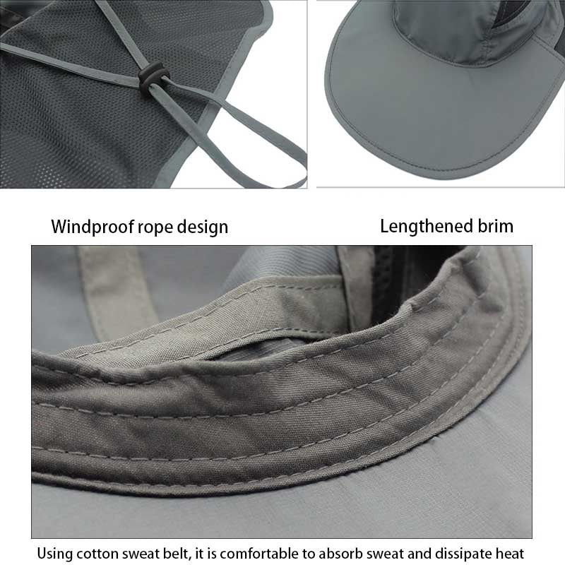 Unisex Outdoor Activities UV Protecting Sun Hats with Adjustable Neck Flap-Dark gray