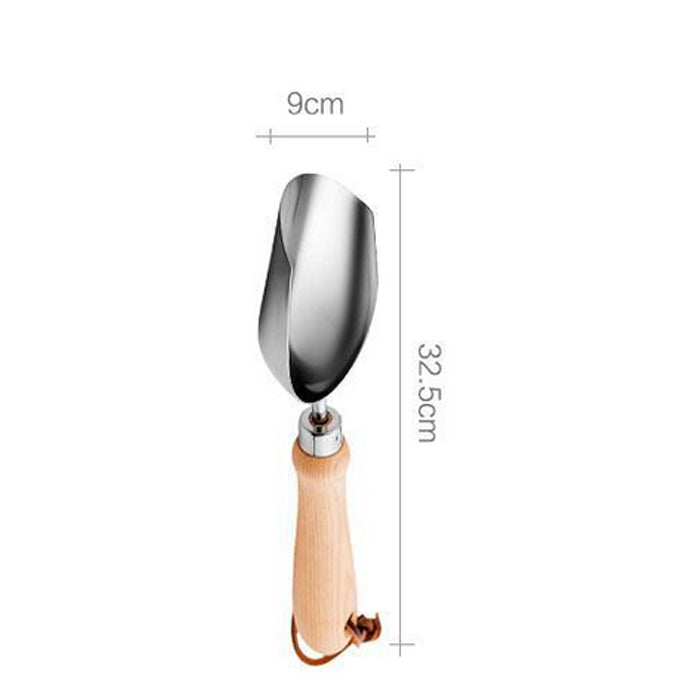 32.5cm Garden Round Shovel Household Stainless Steel Shovel for Planting Gardening Tools Thickening Shovel Soil Rake